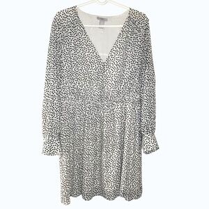 H&M Polka Dot Wrap Style Dress Long Sleeve Black White